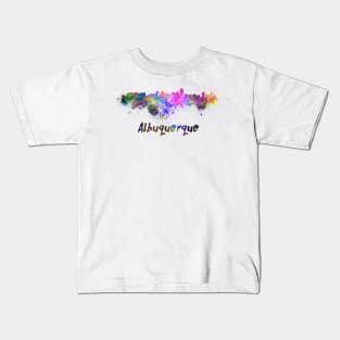 Albuquerque skyline in watercolor Kids T-Shirt